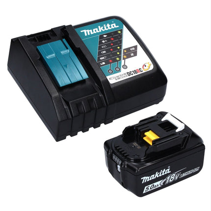 Cisaille à gazon sans fil Makita DUM 604 RT1XJ 18 V avec lame de cisaille à herbe et arbustes + 1x batterie 5,0 Ah + chargeur + Makpac