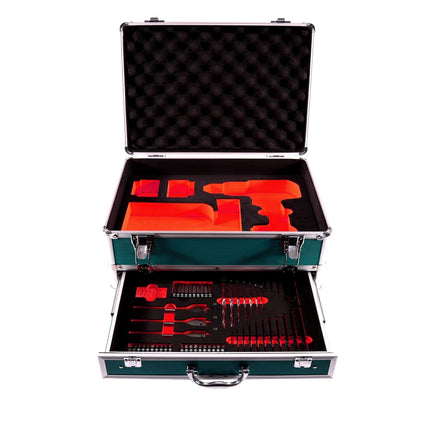 Makita DHP 485 SF1TX perceuse à percussion sans fil 18 V 50 Nm sans balais + 1 batterie 3,0 Ah + chargeur + jeu de 70 forets + coffret en aluminium TX