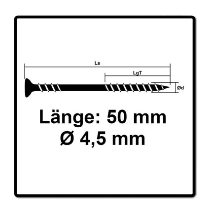 SPAX Vis pour façade 4,5 x 50mm - Acier inoxydable A2 - Filetage de fixation - Tête bombée - T-STAR Plus Torx - T20 - CUT (25470004505022)