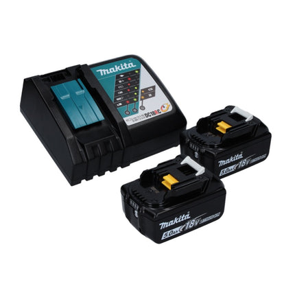 Makita DLM 432 RT2 Tondeuse à gazon sans fil 36 V (2x 18 V) 43 cm brushless + 2x Batteries 5.0 Ah + Chargeur