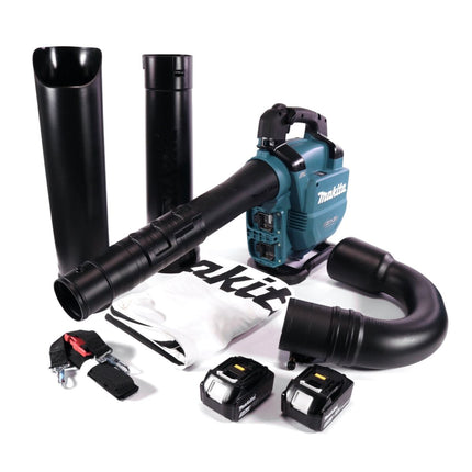 Makita DUB 363 T2V Souffleur / aspirateur de feuilles à batterie 36 V ( 2x 18 V ) Brushless + kit d'aspiration + 2x batterie 5,0 Ah - sans chargeur