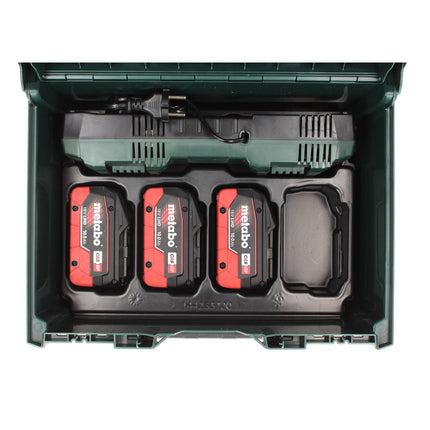 Metabo Set de base - 3x Batteries 18 V 10,0 Ah LIHD + Chargeur double + Coffret metaBOX
