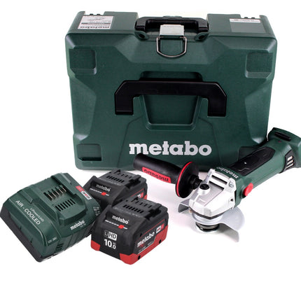 Metabo W 18 LTX 125 Quick 18 V 125 mm Meuleuse d'angle sans fil (602174840) + 2x Batteries 10,0 Ah + Chargeur + Coffret MetaLoc