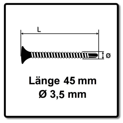 SPAX GIX-D vis pour cloisons sèches 3,5 x 45 mm 5000 pièces (5x 1991170350456) pointe de perçage phosphatée filetage complet tête trompette fente cruciforme H2