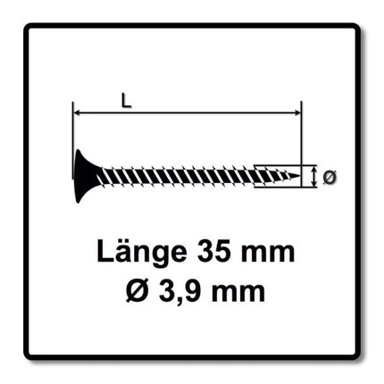 SPAX GIX-A vis pour cloisons sèches 3,9 x 35 mm 5000 pièces (5x 1091170390356) filetage fin tête trompette à filetage complet fente cruciforme H2 pointe d'aiguille phosphatée
