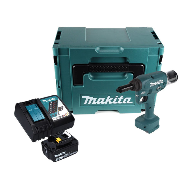 Makita DRV 250 RM1J Outil de pose de rivet aveugle sans fil 18 V 20 kN brushless + 1x Batterie 4.0 Ah + Chargeur + Makpac