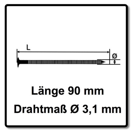 Prebena PR31/90NKRI Clous demi-tête zingué Anneau Reliure papier - 3000 pièces