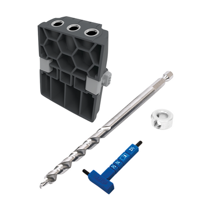 KREG Pocket Hole Jig 520 PRO Gabarit de perçage + Station de base + Gabarit de perçage micro + Foret étagé + Embout + Foret + Serre-joint