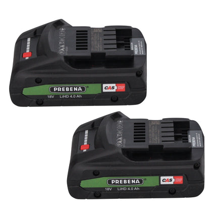 Prebena Set de Batteries 18V avec 2x Batteries LiHD 4Ah + Chargeur 12-36 CAS System