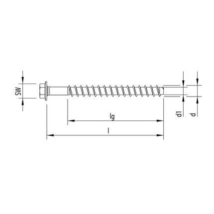 HECO MULTI MONTI plus SS Vis d'ancrage 12,0 x 140 mm, Vis à béton, Tête hexagonale, galvanisée bleue, A2K, 25 pcs. ( 48415 )