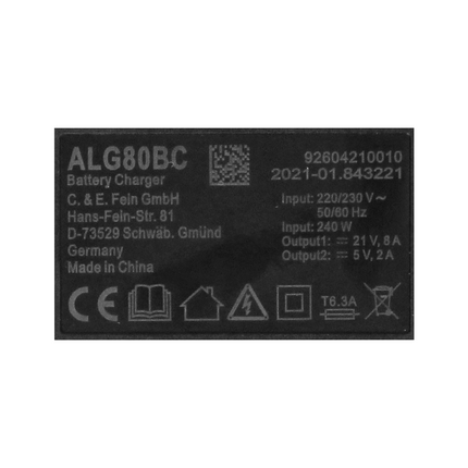 FEIN Kit de démarrage de batterie 18V: 1x Batterie 6,0 Ah + Chargeur ALG 80 BC