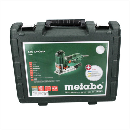 Metabo STE 100 Quick 710 W Scie sauteuse (601100900) + 21x Lames de scie sauteuse + Buse d'aspiration + Verre de protection + Mallette