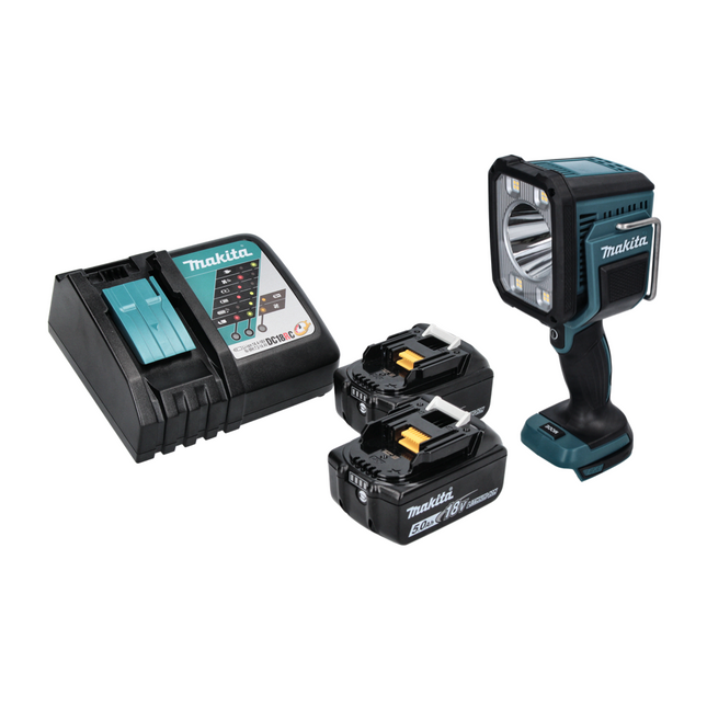 Makita DML 812 RT Lampe torche à LED 18 V 1250 lm + 2x batterie 5,0 Ah + chargeur