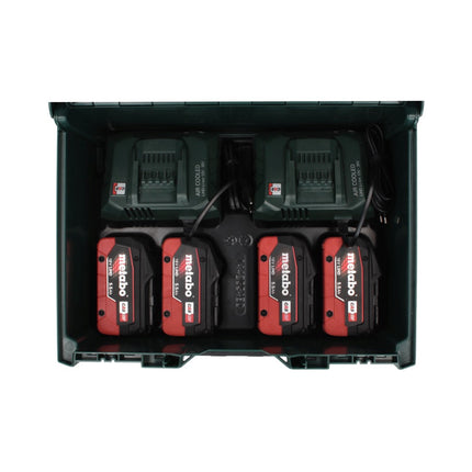 Kit de base Metabo 18 V LiHD + 4x batteries 5,5 Ah + 2x chargeur ASC 55 + metaBOX