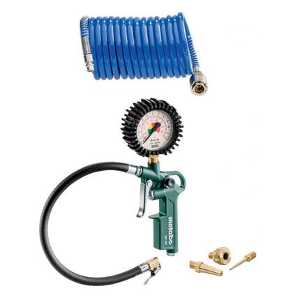 Metabo LPZ 7 Set d'outils à air comprimé soufflette (601586000) + Jauge de gonflage des pneus + Pistolet à peinture + Pistolet vaporisateur + Tuyau spiralé