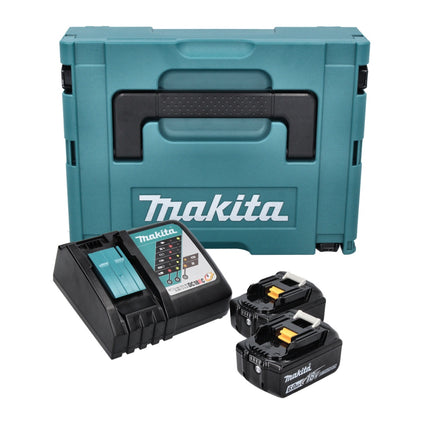 Makita Kit d'alimentation 18 V (198116-4) - 2x Batteries BL 1860 B + Chargeur DC 18 RC + Coffret Makpac
