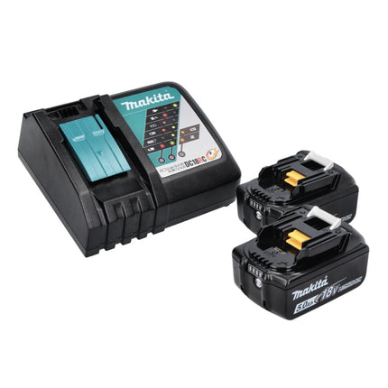 Makita DHP 486 RTJ Perceuse-visseuse à percussion sans fil 18 V 130 Nm Brushless + 2x Batteries 5.0 Ah + Chargeur + Coffret Makpac