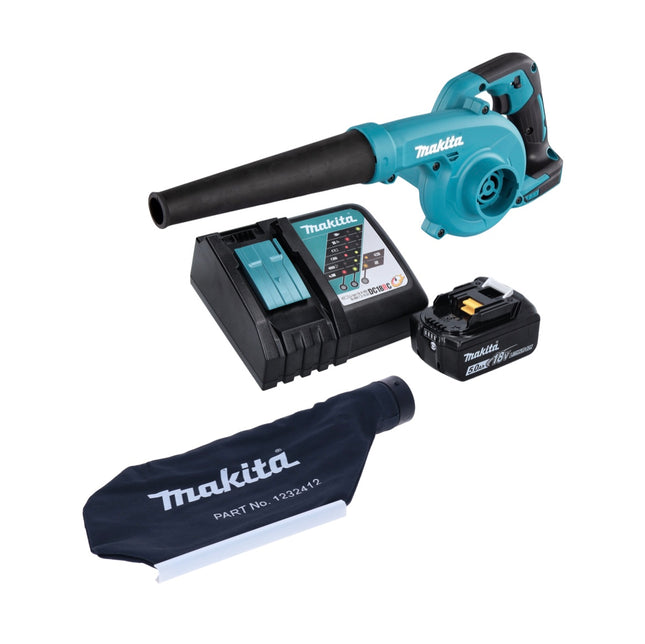 Makita DUB 185 RT1 Souffleur de feuilles sans fil 18 V + 1 batterie 5,0 Ah + chargeur + sac de ramassage