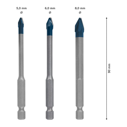 Bosch EXPERT HardCeramic HEX-9 jeu de forets 5,0 - 8,0 x 90 mm - 3 pièces (2608900595) Technologie carbure