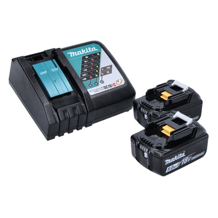 Makita DLX2430TJ Combo Kit : Perceuse-visseuse sans fil DDF486 + Meuleuse d'angle sans fil DGA504 + 2x Batteries 5,0 Ah + Chargeur + Coffret Makpac