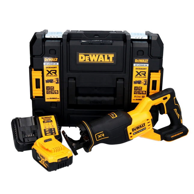 DeWalt DCS 382 P1T Scie sabre sans fil 18V + 1x Batterie 5,0 Ah + Chargeur + Coffret de transport TSTAK