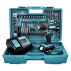 Makita DHP 482 SAX5 Perceuse-visseuse à percussion sans fil 18 V 62 Nm + 1x batterie 2,0 Ah + chargeur + 101 pcs. kit accessoires + coffret