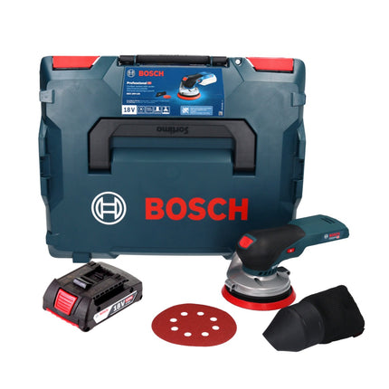 Bosch GEX 18V-125 Ponceuse excentrique professionnelle sur batterie 18 V 125 mm sans balais + 1x batterie 2,0 Ah + L-BOXX - sans chargeur