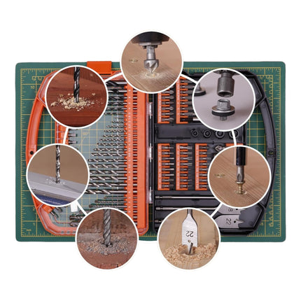 WellCut 101 pcs. set d'embouts et de forets en coffret 1/4'' Phillips / Pozidriv / Fente / Hex / Torx / Robertson / Mèches à bois, acier et pierre ( WC-DB101U )