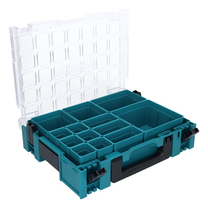 Makita MAKPAC 1 Organizer Mallette pour petites pièces 395 x 295 x 110 mm ( 191X80-2 ) avec 13x inserts de boîte