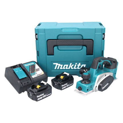 Makita DKP 180 RFJ Rabot sans fil 18 V 82 mm + 2x batterie 3,0 Ah + chargeur + Makpac