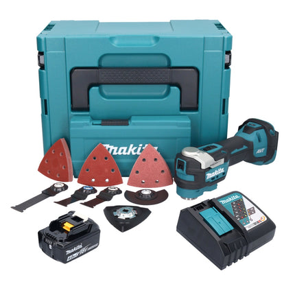 Makita DTM 52 RM1JX4 Outil multifonctions sans fil 18 V Starlock Max Brushless + 1x batterie 4,0 Ah + chargeur + kit accessoires + Makpac
