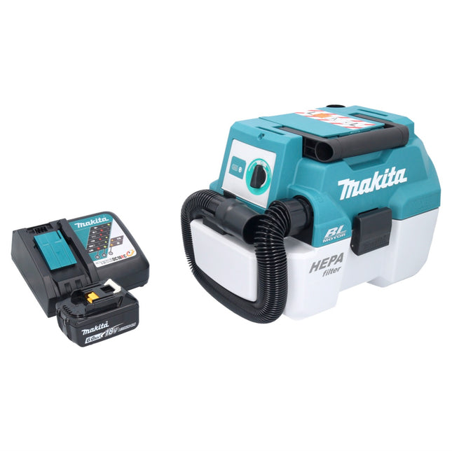 Makita DVC 750 LRG1 Aspirateur à batterie LXT 18 V 67 mbar 7,5 l Brushless + 1x batterie 6,0 Ah + chargeur