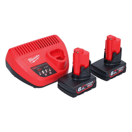 Cisaille à arbustes à batterie Milwaukee M12 FHT20-602 12 V 20 cm sans balais + 2x batteries 6,0 Ah + chargeur