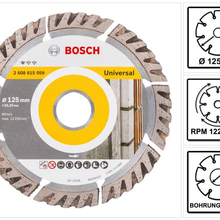 Bosch Standard for Universal disque à tronçonner diamanté 125 x 22,23 mm ( 2608615059 ) pour béton, acier-béton, brique, calcaire et sable-pierre