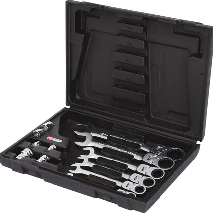 KS TOOLS GEARplus Gelenk-Ratschenringmaulschlüssel-Satz, 12-tlgfeststellbar mit Adapter ( 503.4867 ) - Toolbrothers