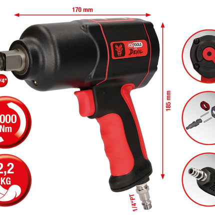 KS TOOLS 3/4" THE DEVIL Hochleistungs-Druckluft-Schlagschrauber, 2000Nm ( 515.3400 ) - Toolbrothers