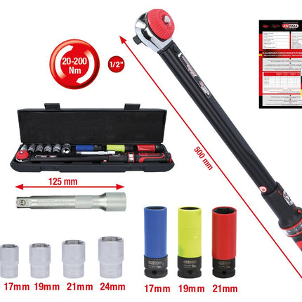KS TOOLS 1/2"ERGOTORQUEprecision Drehmomentschlüssel-Satz, 20-200Nm, 11-tlg ( 516.2400 ) - Toolbrothers