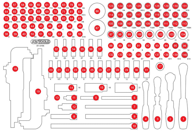 KS TOOLS Insert en mousse vide pour 811.0156 ( 811.0156-97 )