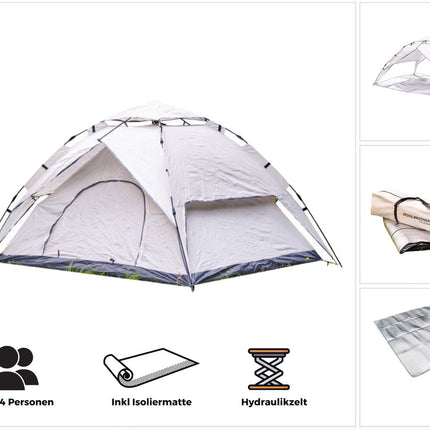 Toolbrothers Outdoor Camping Tente pour 2-4 personnes Tente dôme hydraulique Tente pop-up Etanche, 2000 mm colonne d'eau + matelas isolant
