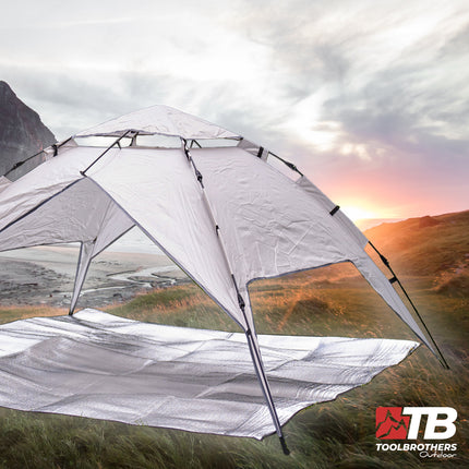 Toolbrothers Outdoor Camping Tente pour 2-4 personnes Tente dôme hydraulique Tente pop-up Etanche, 2000 mm colonne d'eau + matelas isolant