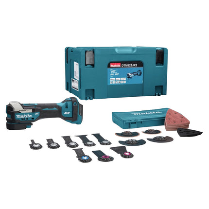 Makita DTM52ZJX2 Outil multifonctions sans fil Starlock Max Brushless 18V + Coffret Makpac + Set d'accessories, 43 pcs. - sans batterie, sans chargeur