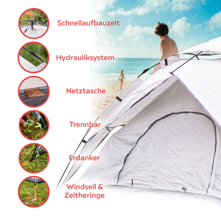 Toolbrothers Outdoor Camping-Set Tente pour 2-4 personnes Tente hydraulique avec matelas isolant & équipement de camping 14 pcs.