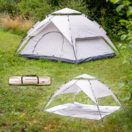 Toolbrothers Outdoor Camping-Set Tente pour 2-4 personnes Tente hydraulique avec matelas isolant & équipement de camping 14 pcs.