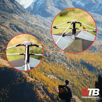 Toolbrothers Outdoor Camping-Set Tente pour 2-4 personnes Tente hydraulique avec matelas isolant & équipement de camping 14 pcs.