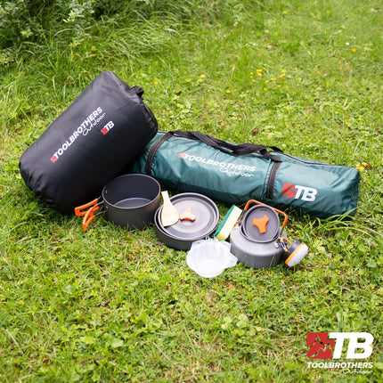 Toolbrothers Outdoort Camping-Set Zelt for 2-4 Personen Hydraulikzelt Pop-Up zelt + Campingausrstung 12 tlg