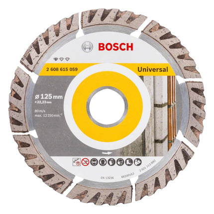 Bosch Standard for Universal Disques à tronçonner diamantés 125 x 22,23 mm 2 pces ( 2x 2608615059 ) pour béton, acier-béton, brique, calcaire et sable-pierre