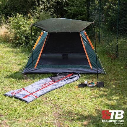 Toolbrothers Outdoor Camping-Set Tente pour 2-4 personnes Tente hydraulique Pop-Up + équipement de camping 13 pcs.