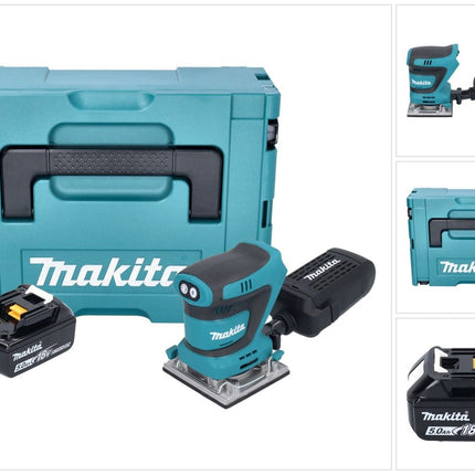 Makita DBO 484 T1J Ponceuse vibrante sans fil 18 V 112 x 102 mm + 1x batterie 5,0 Ah + Makpac - sans chargeur