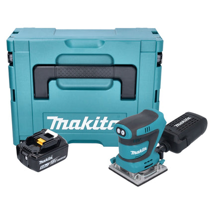 Makita DBO 484 T1J Ponceuse vibrante sans fil 18 V 112 x 102 mm + 1x batterie 5,0 Ah + Makpac - sans chargeur
