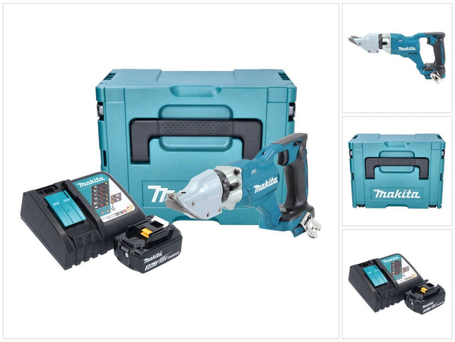 Makita DJS 200 RF1J Cisaille à tôle sans fil 18 V 2,0 mm Brushless + 1x batterie 3,0 Ah + chargeur + Makpac